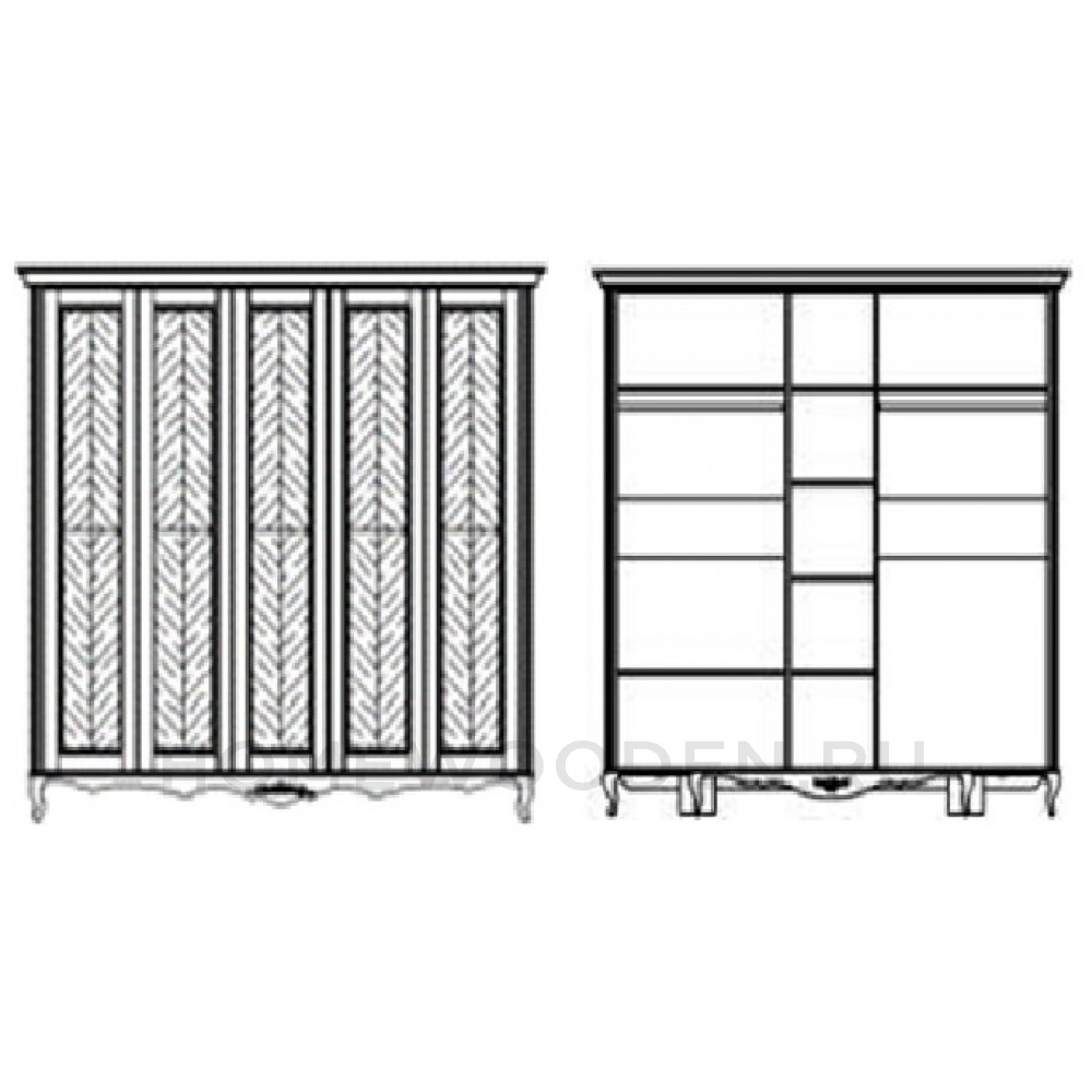 Шкаф 5-дверный Неаполь Т-455Д