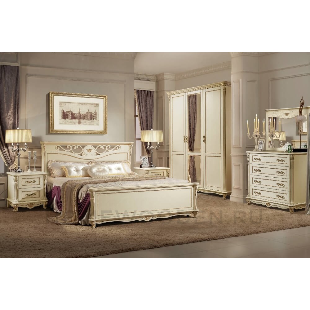 Спальня Алези Слоновая кость с золочением
