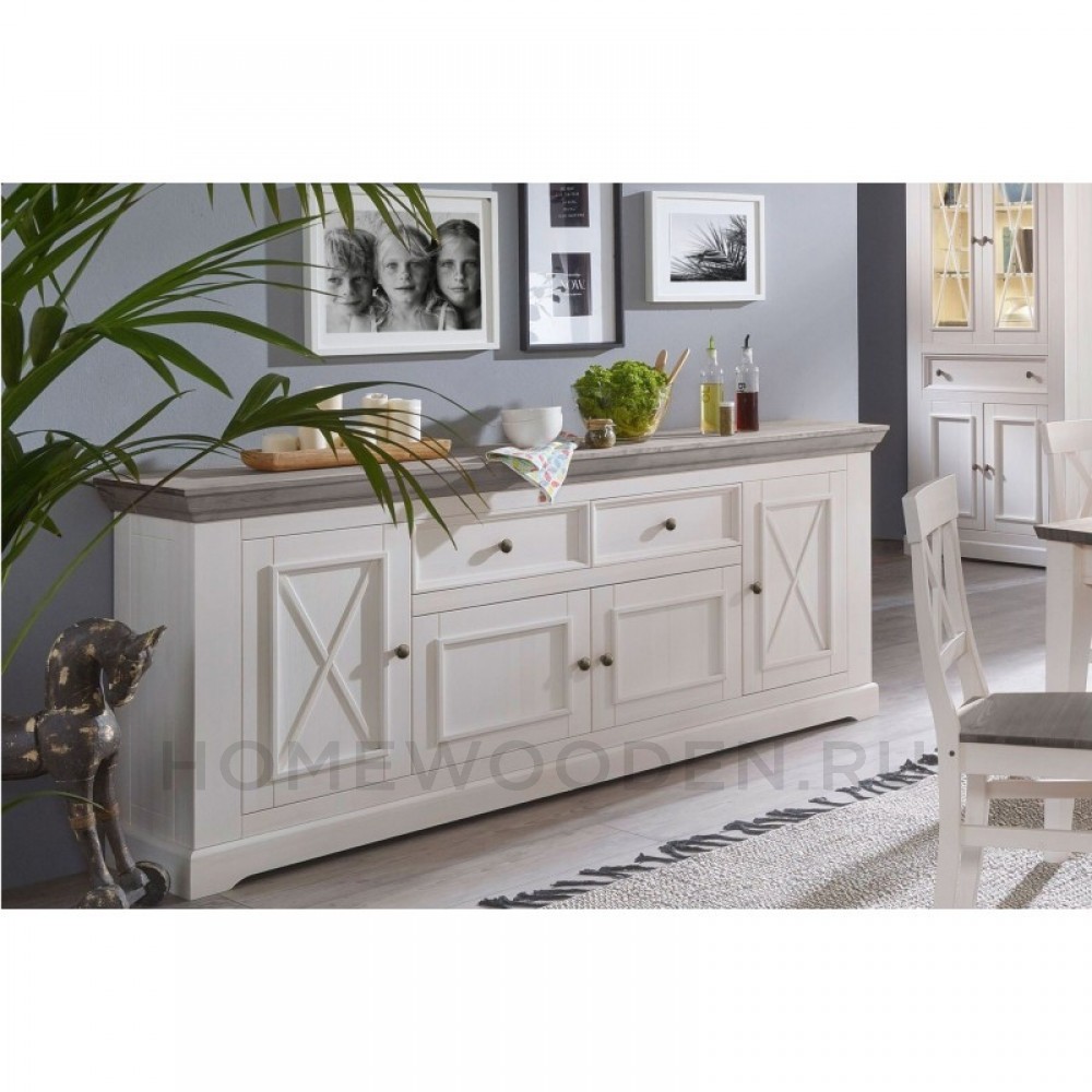 КОМОД ФОРЕСТ 4 ДВЕРИ 2 ЯЩИКА БЕЛЫЙ ВОСК/АНТРАЦИТ