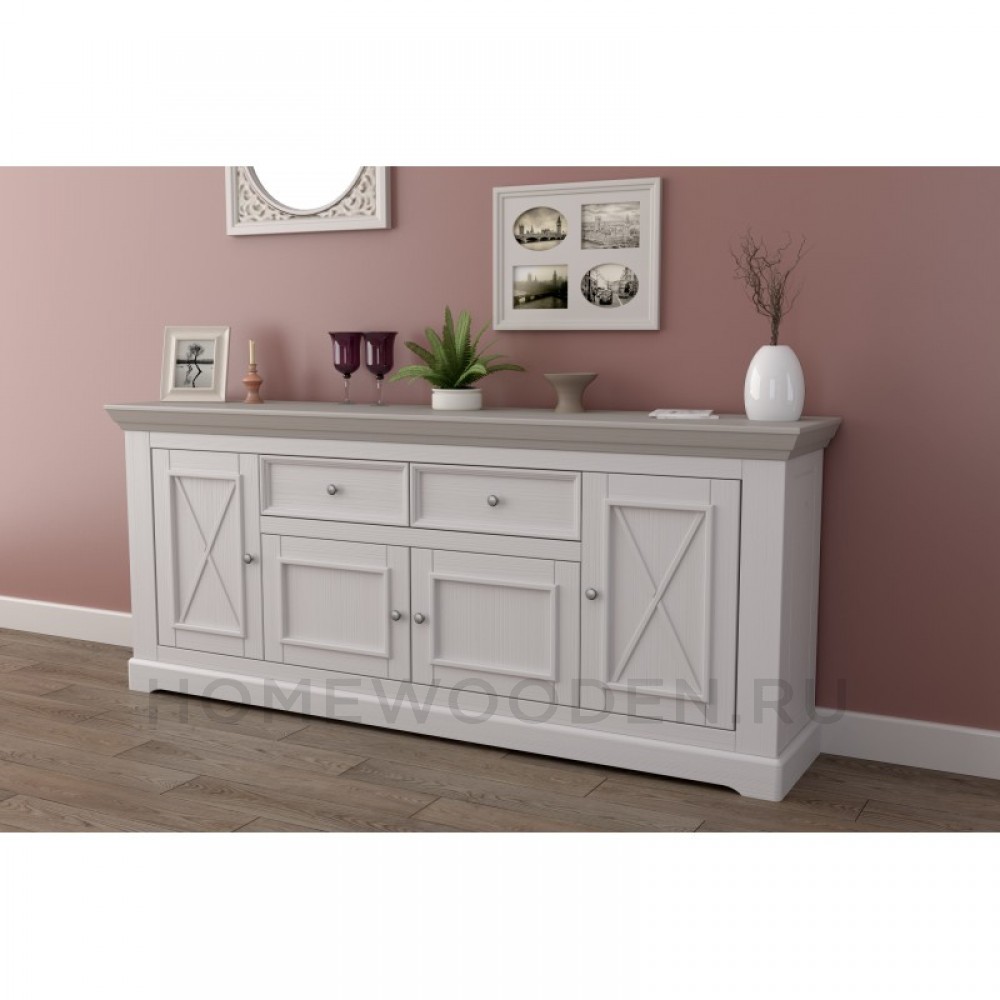 КОМОД ФОРЕСТ 4 ДВЕРИ 2 ЯЩИКА БЕЛЫЙ ВОСК/АНТРАЦИТ