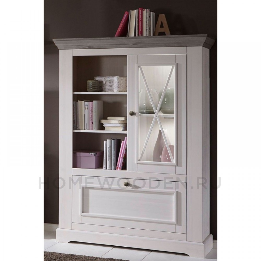 КОМОД ФОРЕСТ 2 ДВЕРИ И ПОЛКИ БЕЛЫЙ ВОСК/АНТРАЦИТ