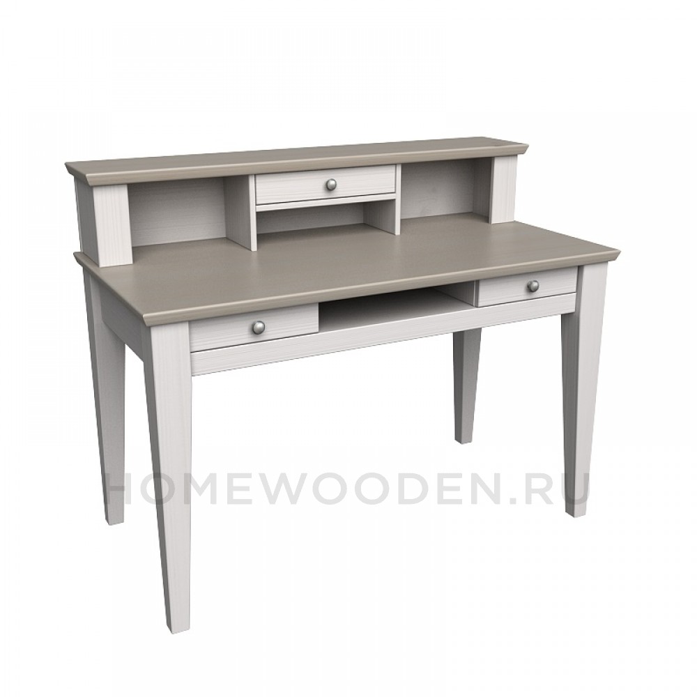 Стол с надстройкой Форест Белый воск/Антрацит