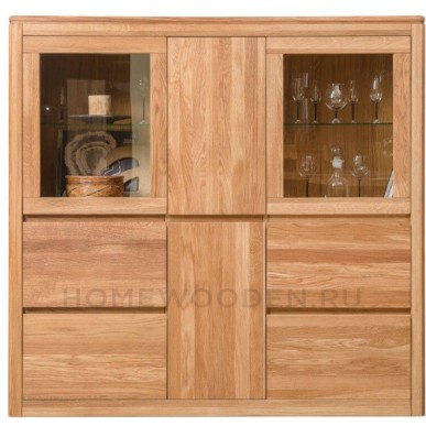 Шкаф с витриной Лозанна 3 Люкс из массива дуба