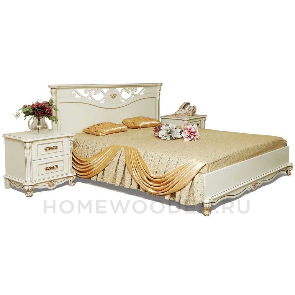 Кровать двойная Алези 16/1 с низким изножьем П349.16/1