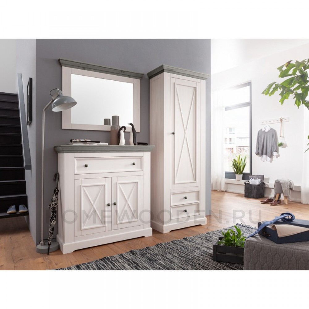 ШКАФ ДЛЯ ОДЕЖДЫ ФОРЕСТ 1 ДВЕРЬ 2 ЯЩИКА БЕЛЫЙ ВОСК/АНТРАЦИТ