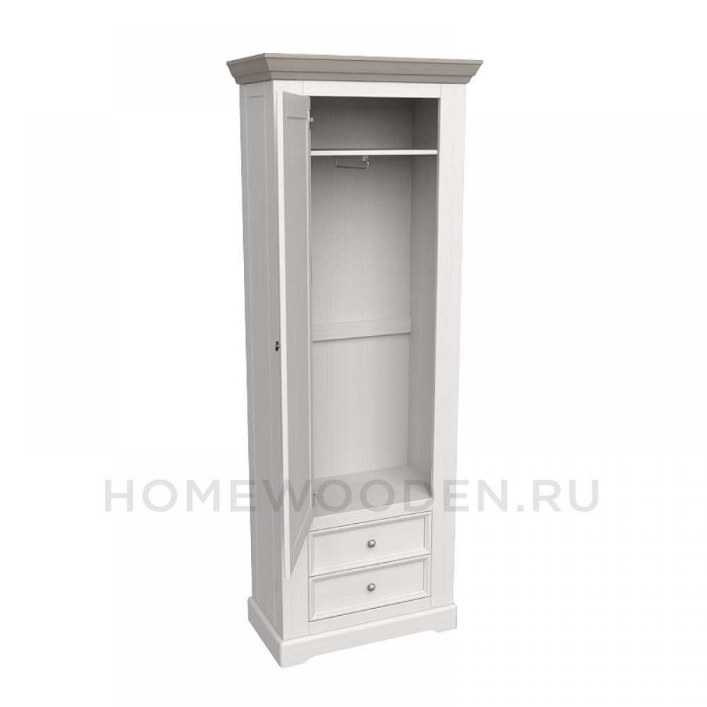 ШКАФ ДЛЯ ОДЕЖДЫ ФОРЕСТ 1 ДВЕРЬ 2 ЯЩИКА БЕЛЫЙ ВОСК/АНТРАЦИТ