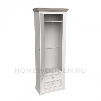 ШКАФ ДЛЯ ОДЕЖДЫ ФОРЕСТ 1 ДВЕРЬ 2 ЯЩИКА БЕЛЫЙ ВОСК/АНТРАЦИТ