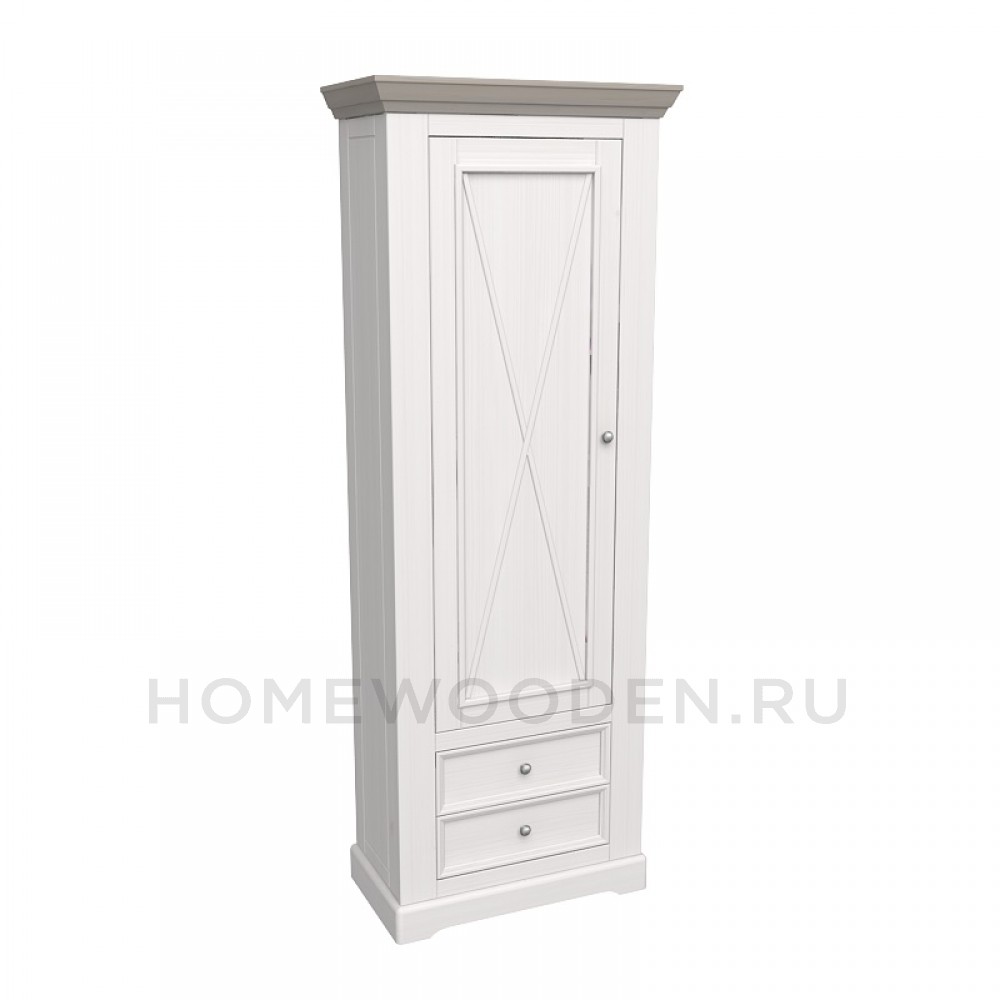 ШКАФ ДЛЯ ОДЕЖДЫ ФОРЕСТ 1 ДВЕРЬ 2 ЯЩИКА БЕЛЫЙ ВОСК/АНТРАЦИТ