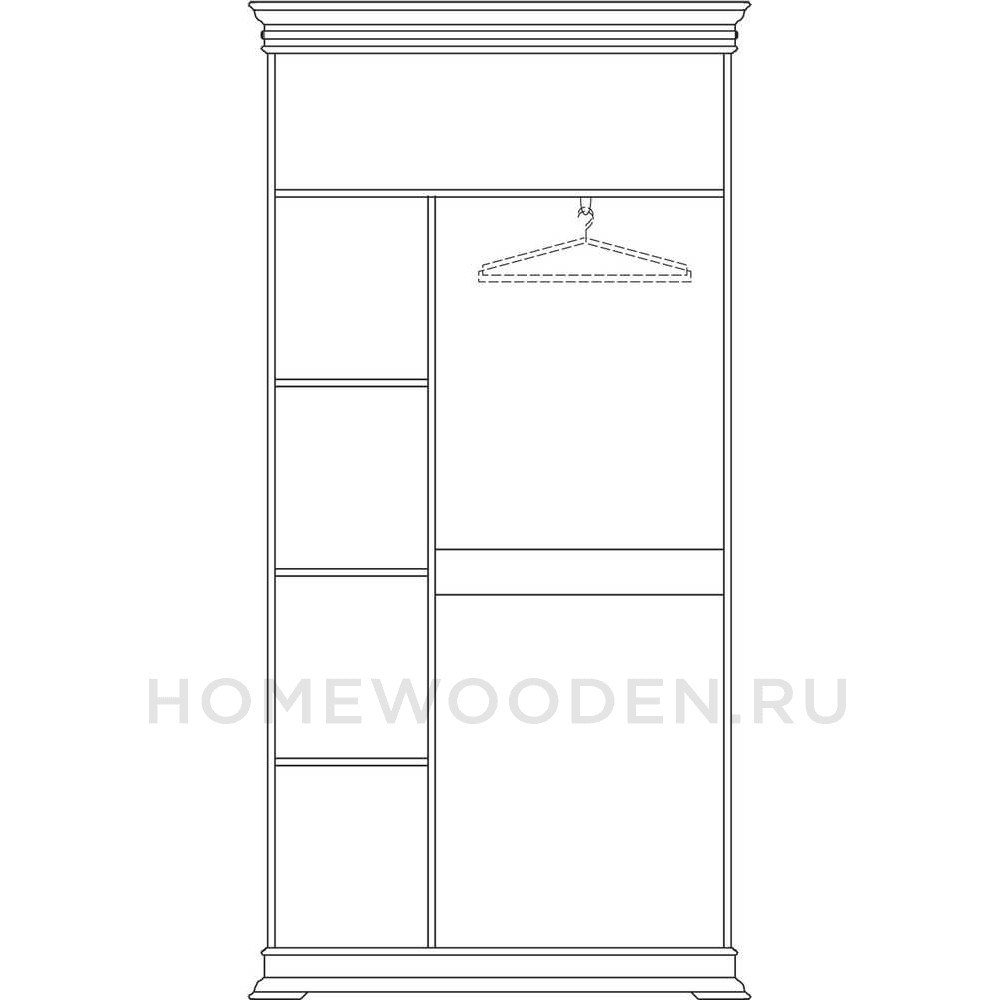 Шкаф для одежды 2д Верди Классик П1.0487.0.35 (П487.35)
