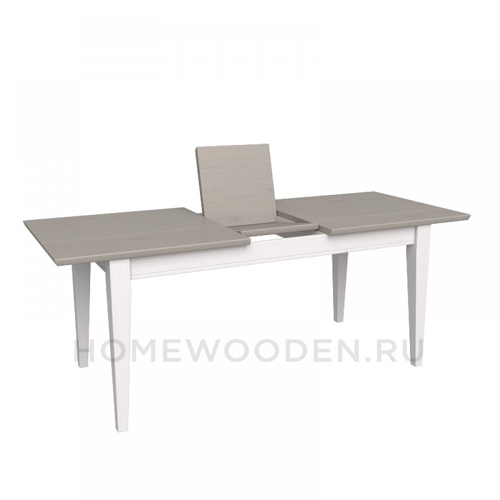 СТОЛ ОБЕДЕННЫЙ ФОРЕСТ СО ВСТАВКОЙ 160(199см)Х80см БЕЛЫЙ ВОСК/АНТРАЦИТ