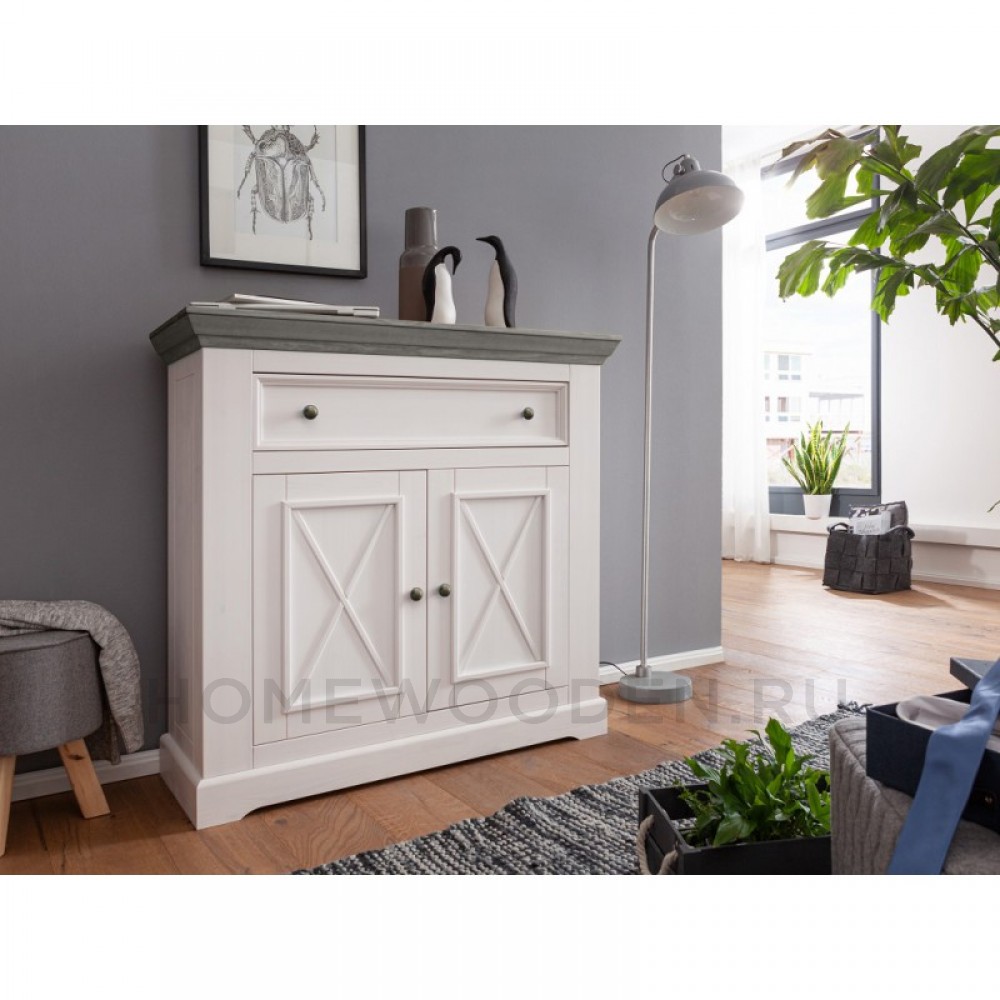 КОМОД ФОРЕСТ 2 ДВЕРИ 1 ЯЩИК БЕЛЫЙ ВОСК/АНТРАЦИТ