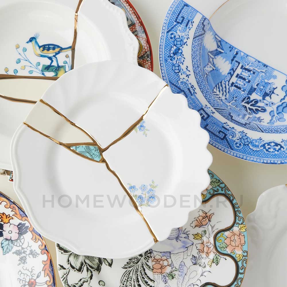 Десертная тарелка Seletti Kintsugi фарфор 09603