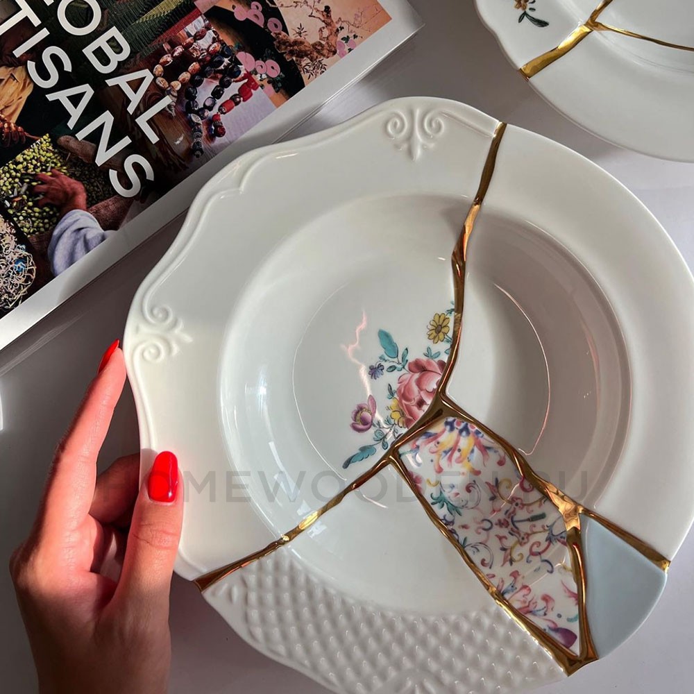 Тарелка глубокая Seletti Kintsugi фарфор 09623