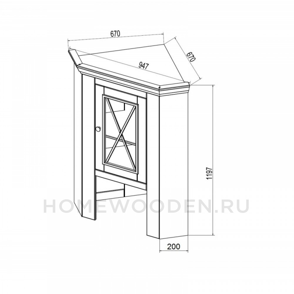 НАДСТРОЙКА КОМОДА ФОРЕСТ УГЛОВОГО (БУФЕТА УГЛОВОГО) БЕЛЫЙ ВОСК/АНТРАЦИТ