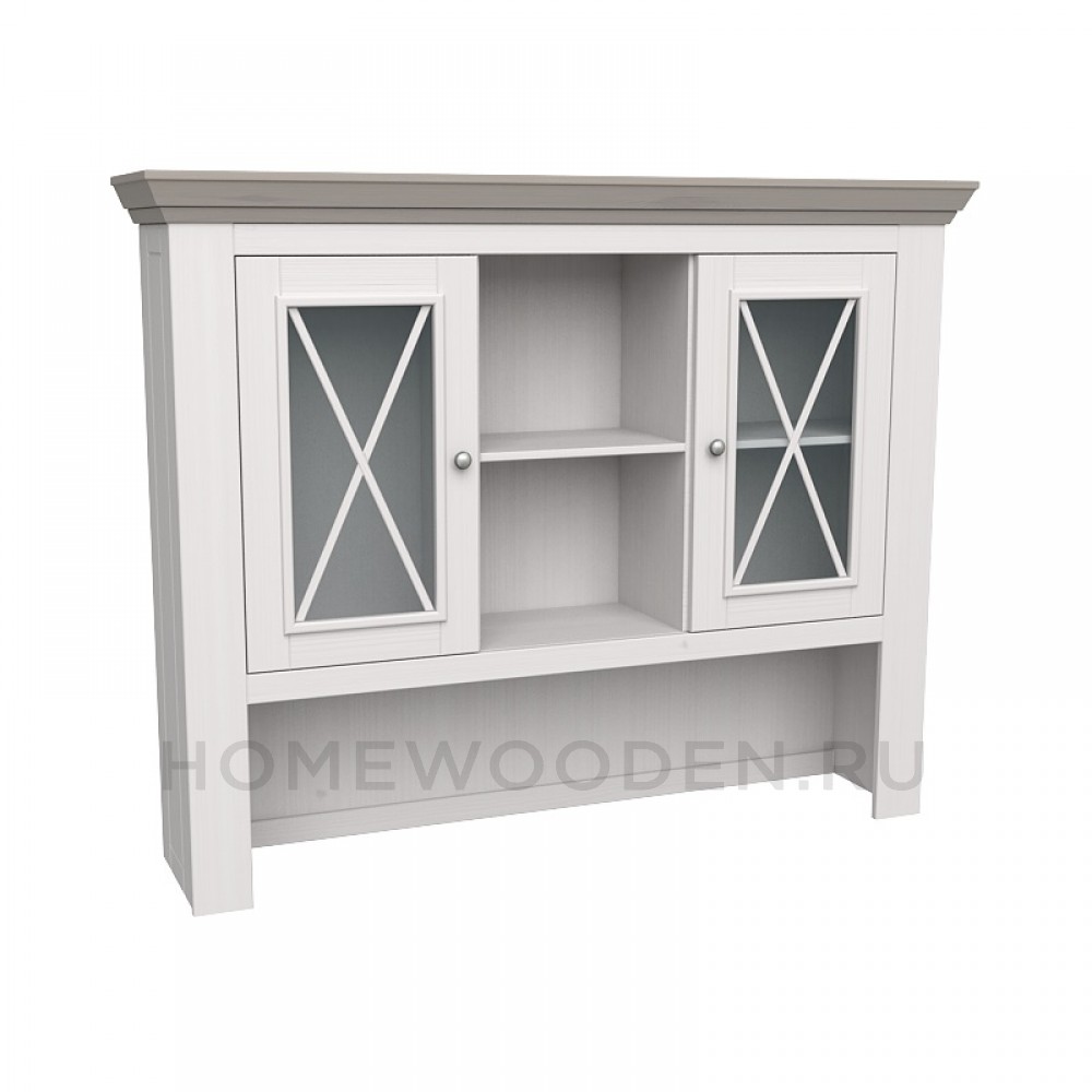 НАДСТРОЙКА КОМОДА ФОРЕСТ (БУФЕТА БОЛЬШОГО) 2 ДВЕРИ И ПОЛКА БЕЛЫЙ ВОСК/АНТРАЦИТ