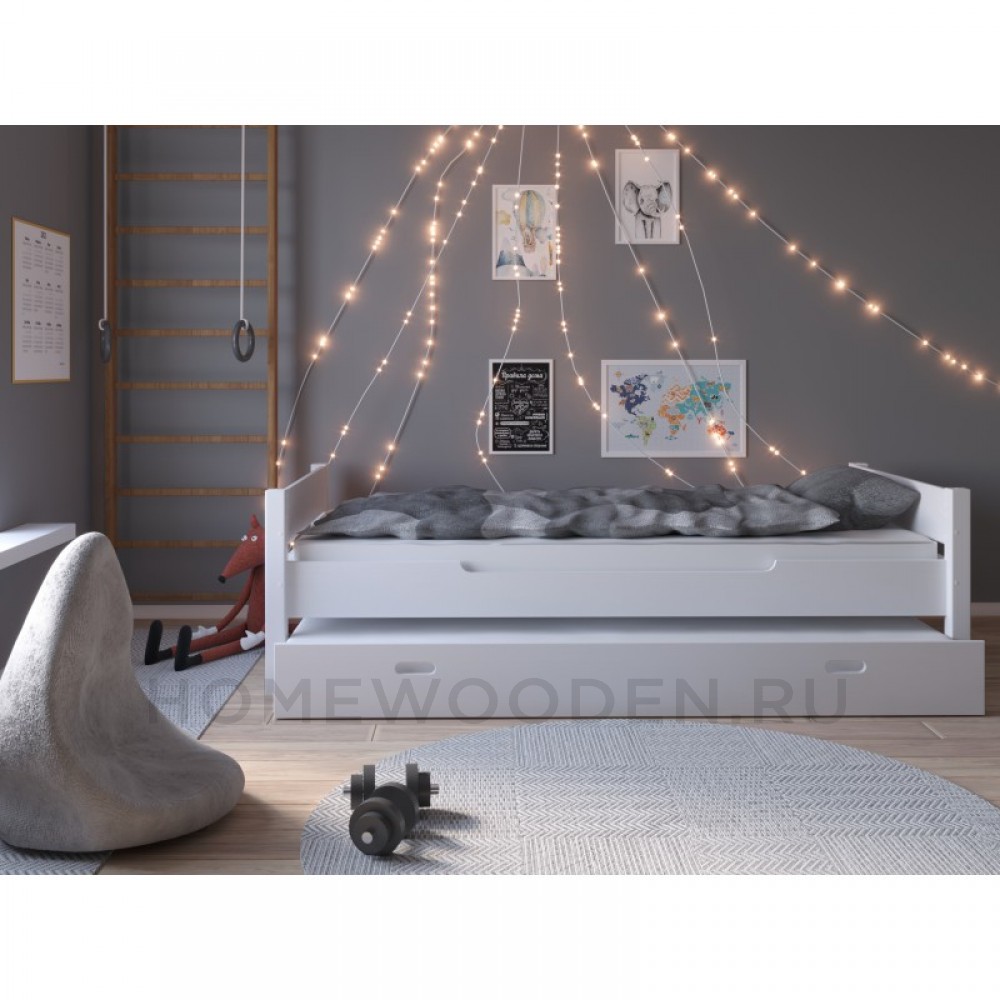 Кровать Амелия с дополнительным спальным местом 90х200 Белый воск