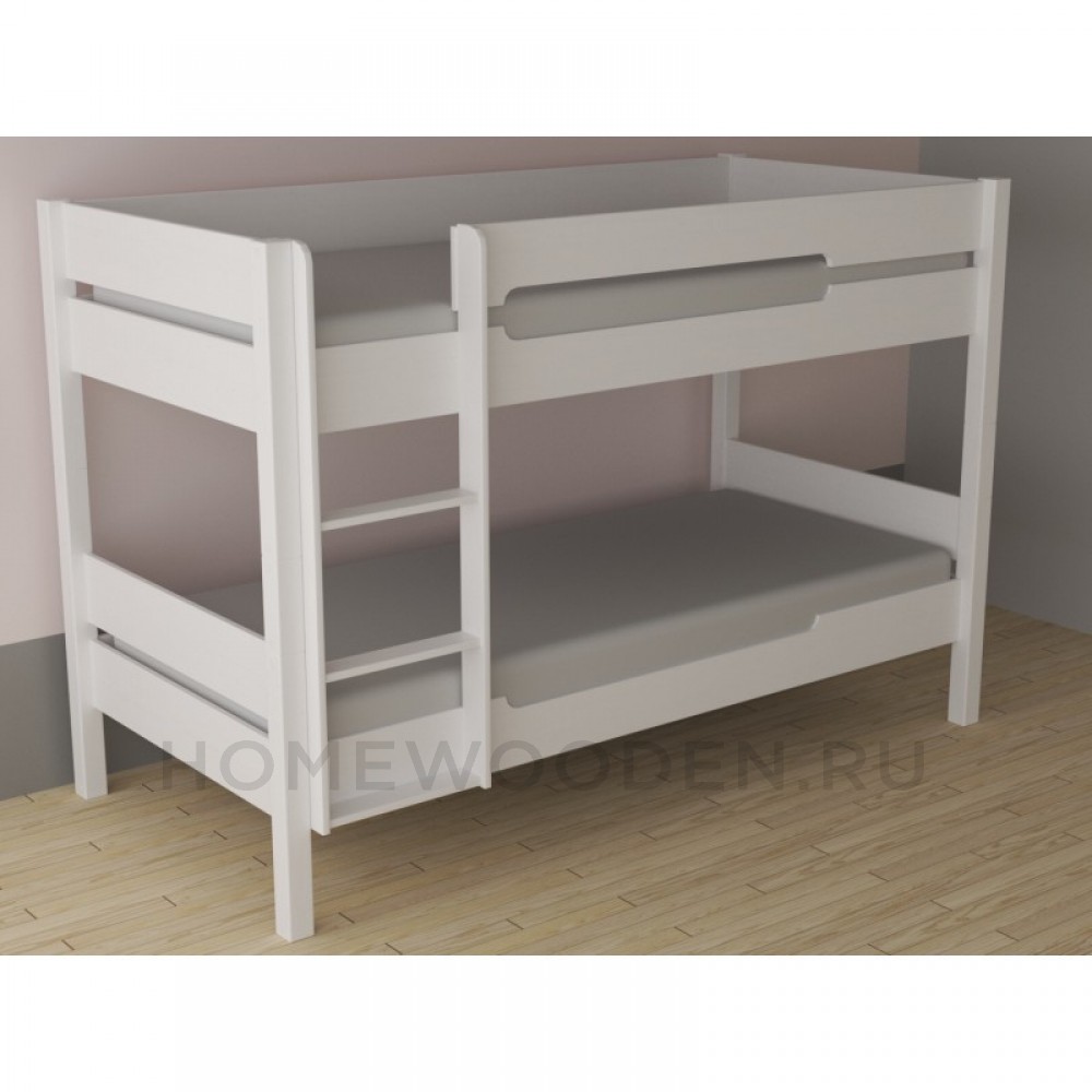 Кровать Амелия 2х ярусная без ящиков 90х200 Белый воск