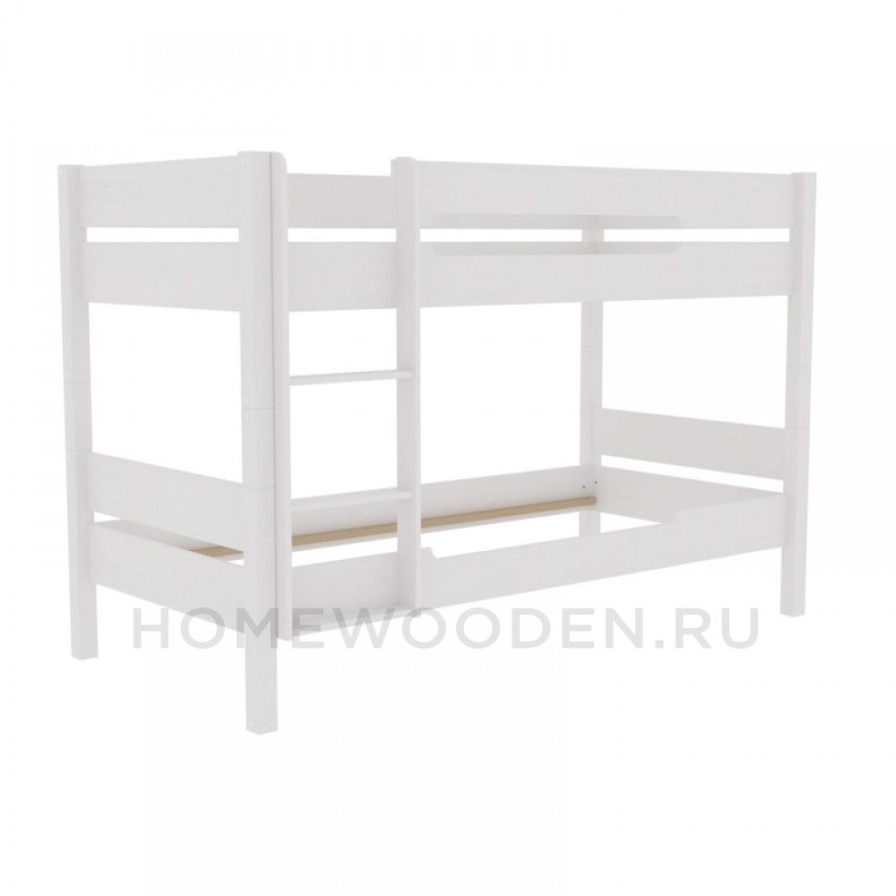 Кровать Амелия 2х ярусная без ящиков 90х200 Белый воск