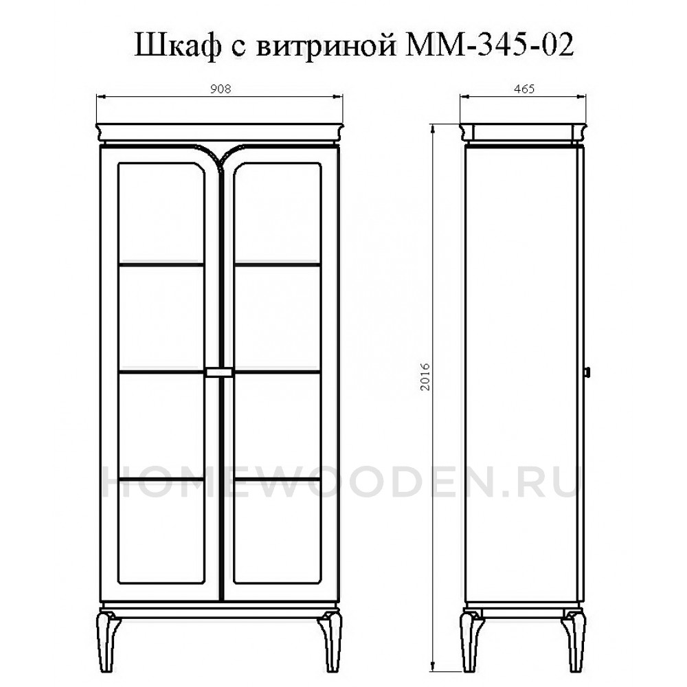 Шкаф с витриной Алеко ММ-345-02
