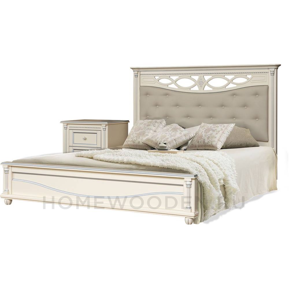 Кровать двойная Валенсия Классик с мягким изголовьем (П254.53)