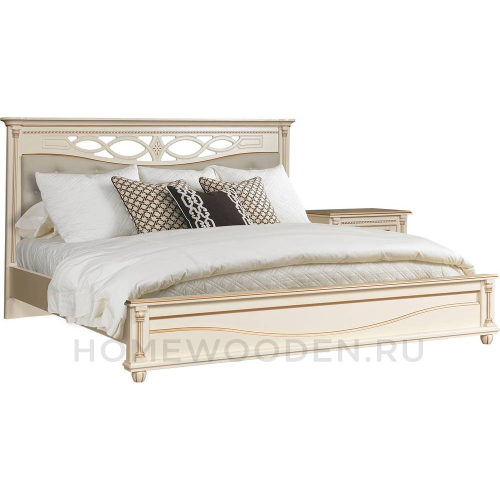 Кровать двойная Валенсия Классик с мягким изголовьем (П254.53)