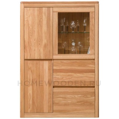 Шкаф с витриной Лозанна 2 Люкс из массива дуба