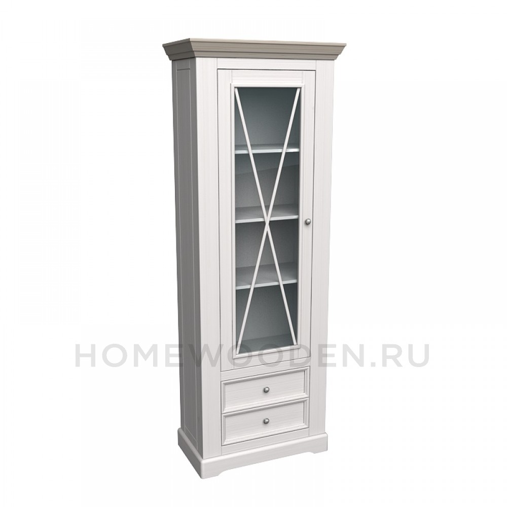 ШКАФ ДЛЯ ПОСУДЫ ФОРЕСТ УЗКИЙ 1 ДВЕРЬ 2 ЯЩИКА БЕЛЫЙ ВОСК/АНТРАЦИТ