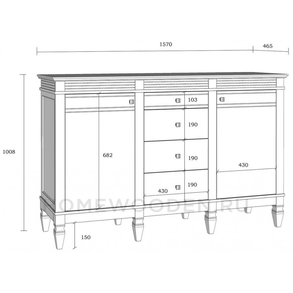 Комод Ольса 324 из массива сосны
