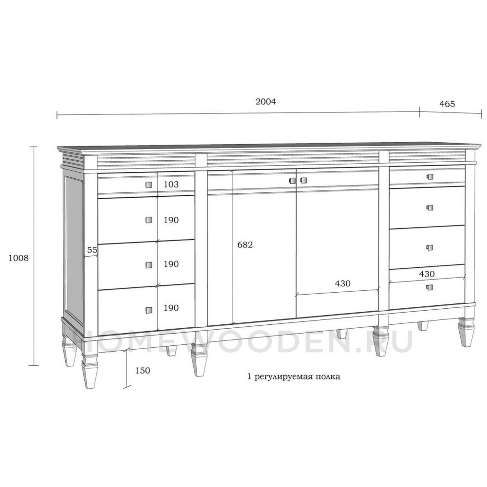 Комод Ольса 428 из массива сосны