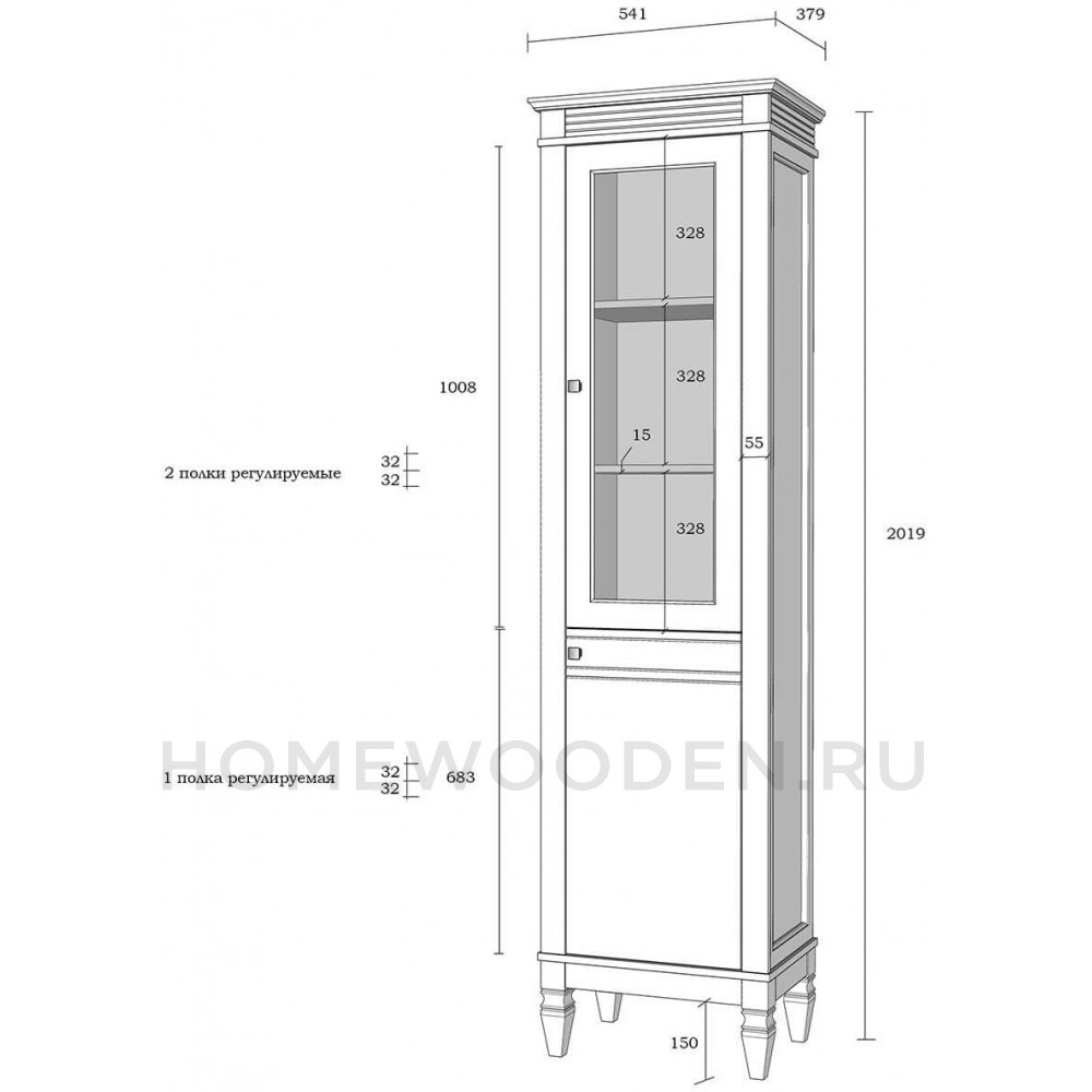 Стеллаж Ольса 101/100 из массива сосны
