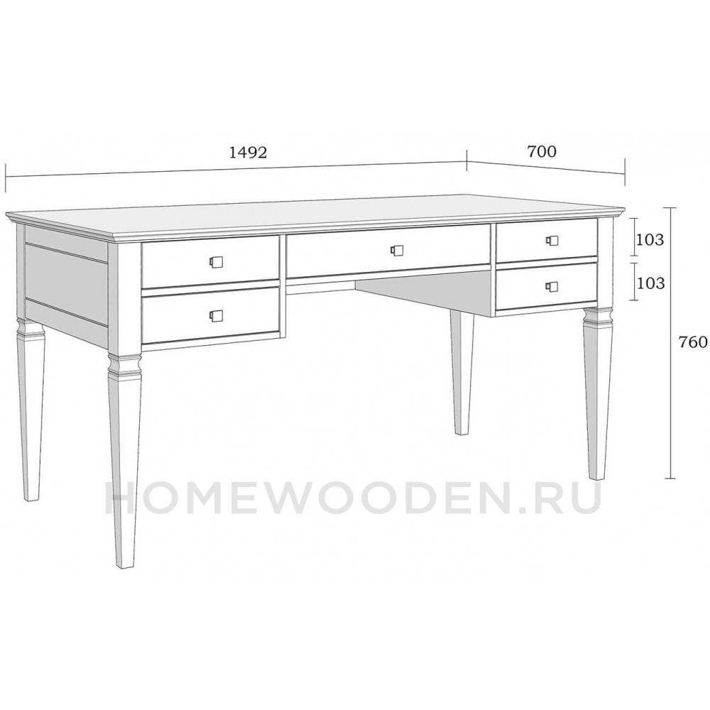 Стол письменный Ольса 005 из массива сосны