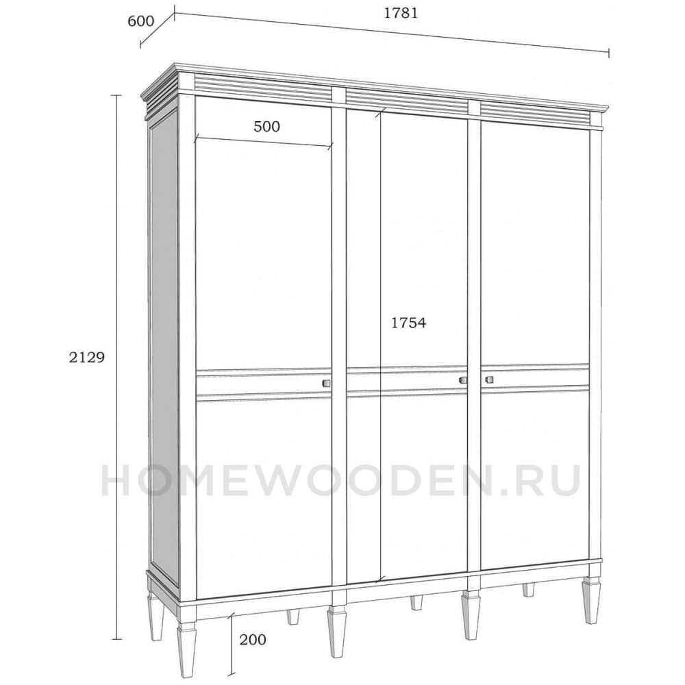Шкаф для одежды Ольса 03 из массива сосны