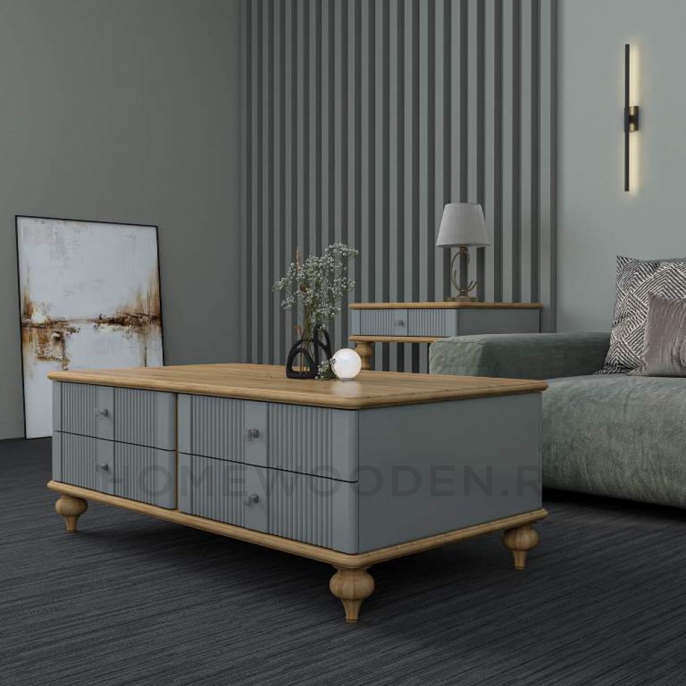 Стол журнальный Рандеву 04 из МДФ и массива сосны