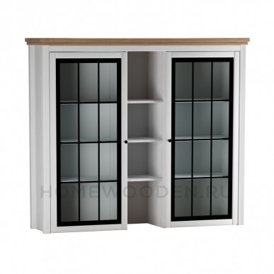 Надстройка буфета Сканди 2 стеклянный двери белый/антик