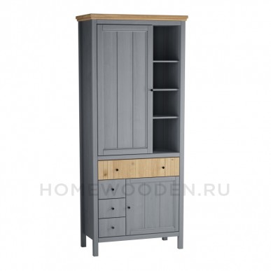 ШКАФ ДЛЯ ПОСУДЫ СКАНДИ 2 ГЛУХИЕ ДВЕРИ И ЯЩИКИ СЕРЫЙ 7046/АНТИК