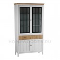 ШКАФ ДЛЯ ПОСУДЫ СКАНДИ 2 СТЕКЛЯННЫЕ, 2 ГЛУХИЕ ДВЕРИ И ЯЩИКИ БЕЛЫЙ/АНТИК