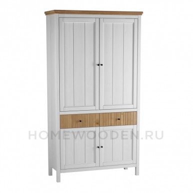 ШКАФ ДЛЯ ПОСУДЫ СКАНДИ 4 ГЛУХИЕ ДВЕРИ И ЯЩИКИ БЕЛЫЙ/АНТИК