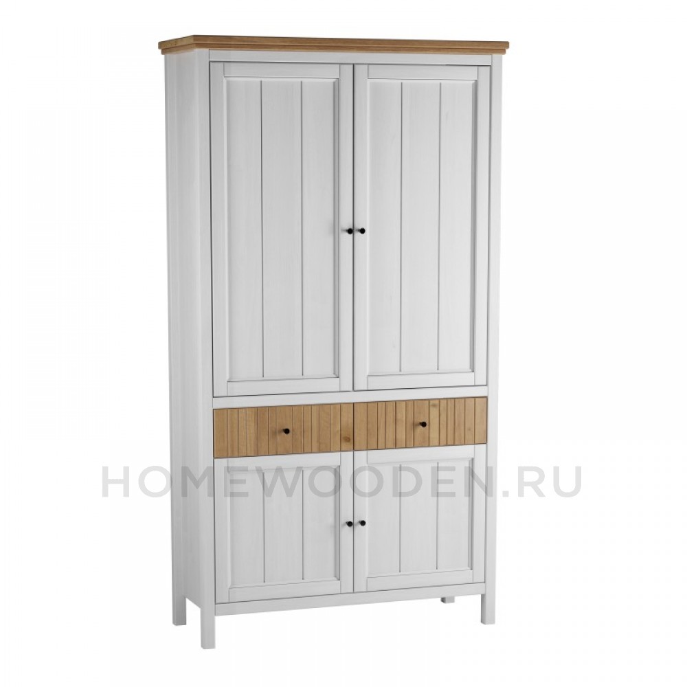 ШКАФ ДЛЯ ПОСУДЫ СКАНДИ 4 ГЛУХИЕ ДВЕРИ И ЯЩИКИ БЕЛЫЙ/АНТИК