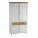 ШКАФ ДЛЯ ПОСУДЫ СКАНДИ 4 ГЛУХИЕ ДВЕРИ И ЯЩИКИ БЕЛЫЙ/АНТИК