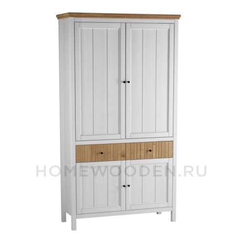 ШКАФ ДЛЯ ПОСУДЫ СКАНДИ 4 ГЛУХИЕ ДВЕРИ И ЯЩИКИ БЕЛЫЙ/АНТИК