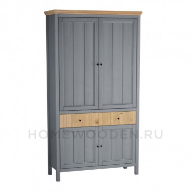 ШКАФ ДЛЯ ПОСУДЫ СКАНДИ 4 ГЛУХИЕ ДВЕРИ И ЯЩИКИ СЕРЫЙ 7046/АНТИК