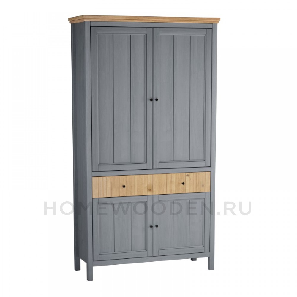 ШКАФ ДЛЯ ПОСУДЫ СКАНДИ 4 ГЛУХИЕ ДВЕРИ И ЯЩИКИ СЕРЫЙ 7046/АНТИК