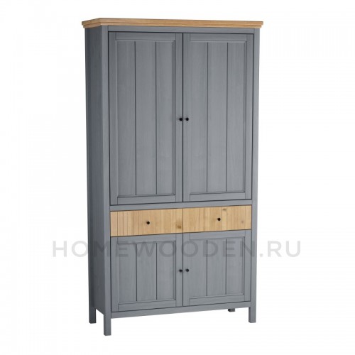 ШКАФ ДЛЯ ПОСУДЫ СКАНДИ 4 ГЛУХИЕ ДВЕРИ И ЯЩИКИ СЕРЫЙ 7046/АНТИК