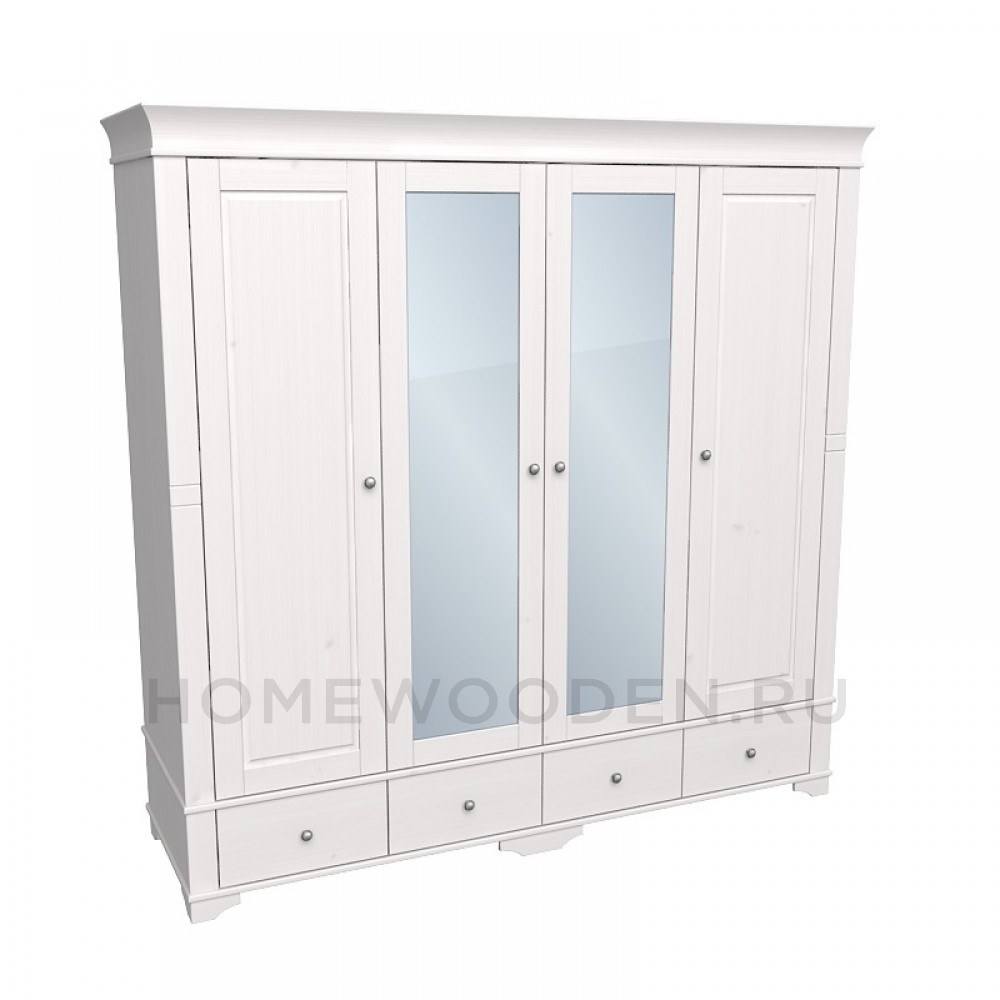 Шкаф Бейли 4-х створчатый с 2-мя глухими и 2-мя зеркальными дверями