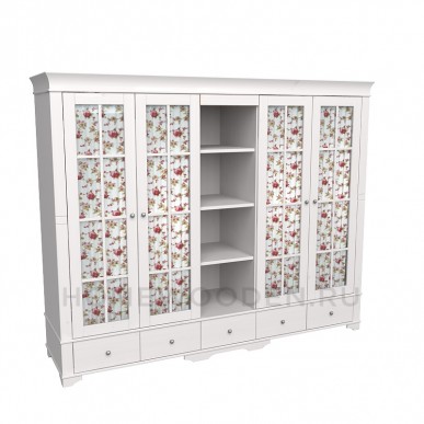 Шкаф Бейли 5-х створчатый с 4 стеклянными дверями и полками