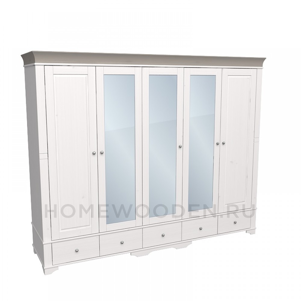 Шкаф Бейли 5-х створчатый с 2 глухими дверями 3 стеклянными дверями
