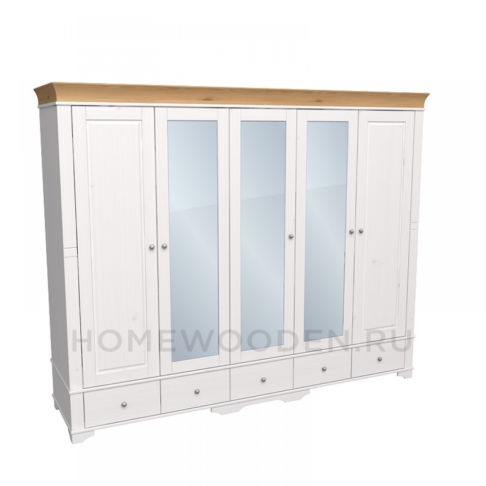 Шкаф Бейли 5-х створчатый с 2 глухими дверями 3 стеклянными дверями