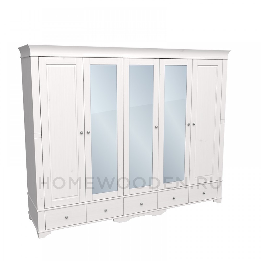 Шкаф Бейли 5-х створчатый с 2 глухими дверями 3 стеклянными дверями