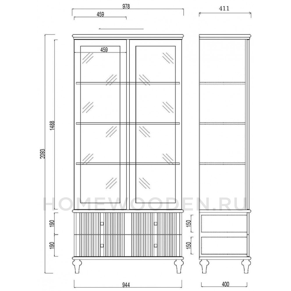 Шкаф для посуды Рандеву 22 из массива сосны