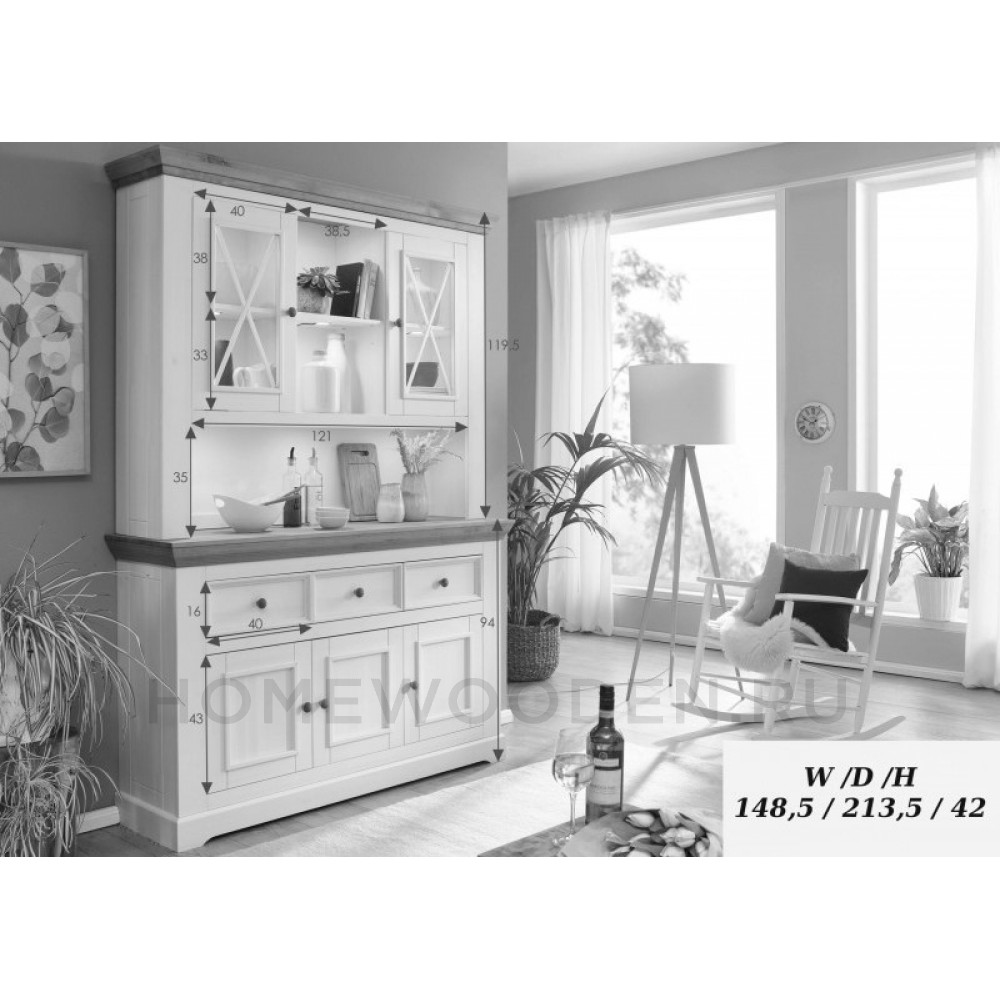 Буфет Форест большой серый 7012/бейц масло